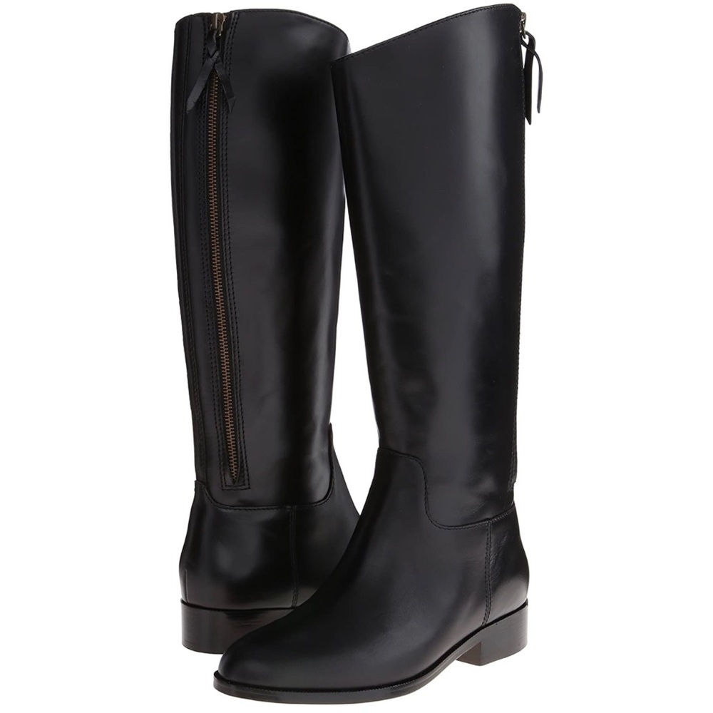 Cole Haan Arlington Black Leather Riding Boots, Tall Knee High Boots, Size 7.5 B